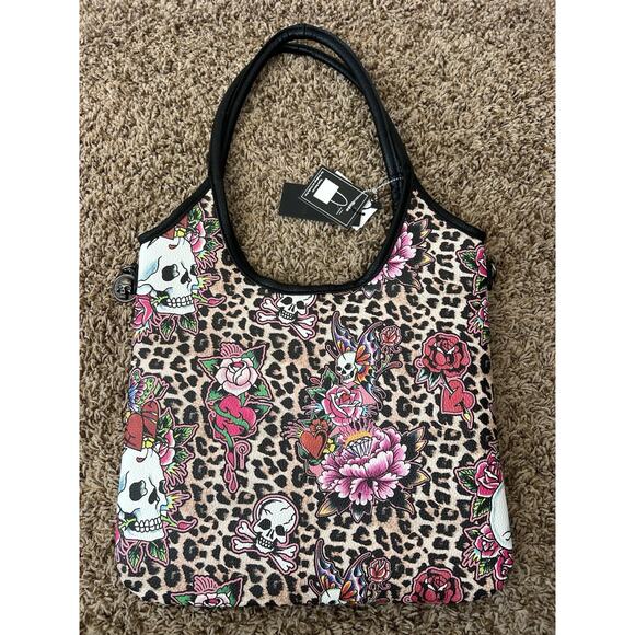 Ed Hardy Leopard Skull Tattoo Tote Bag Y2K Punk Rock NWT - Picture 2 of 8